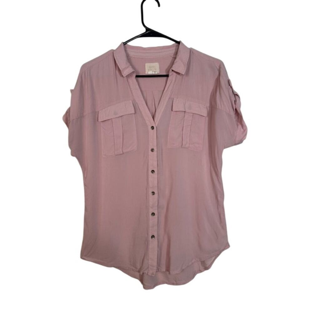 Edme & Esyllte Pink Lightweight Collared Button Down Shirt Women Sz 6